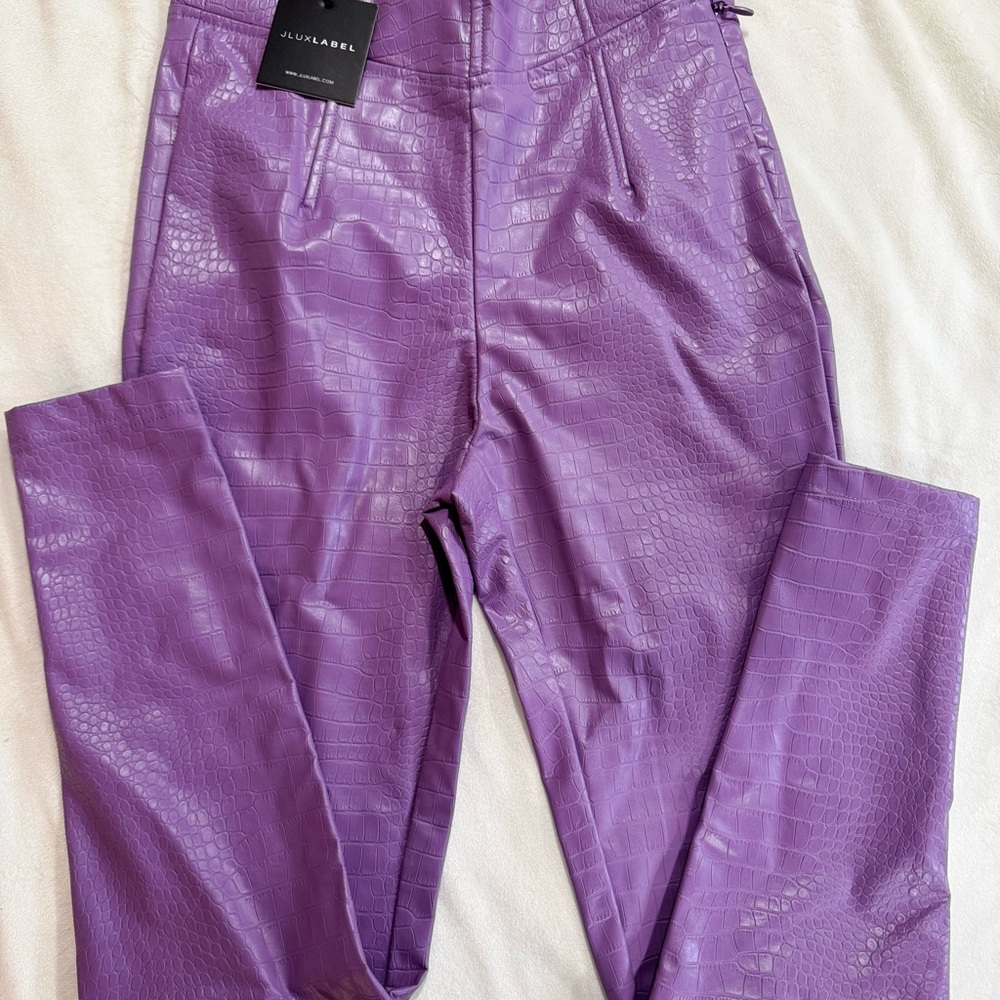 JLUXLABEL Purple Skinny Jeans High-Waisted Glossy Finish